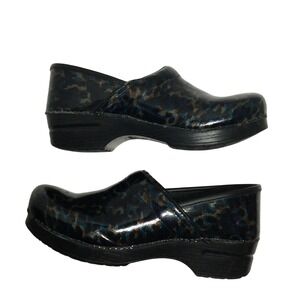 Dansko Women's Nursing Clogs Size 41 Leopard Print Patent Comfort Work Shoes‎